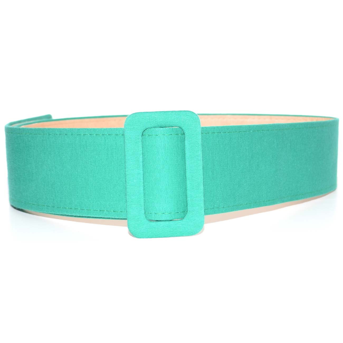 Cintura donna in cotone telato verde acqua tiffany fibbia quadrata da poter mettere in vita o sui fianchi regolabile 