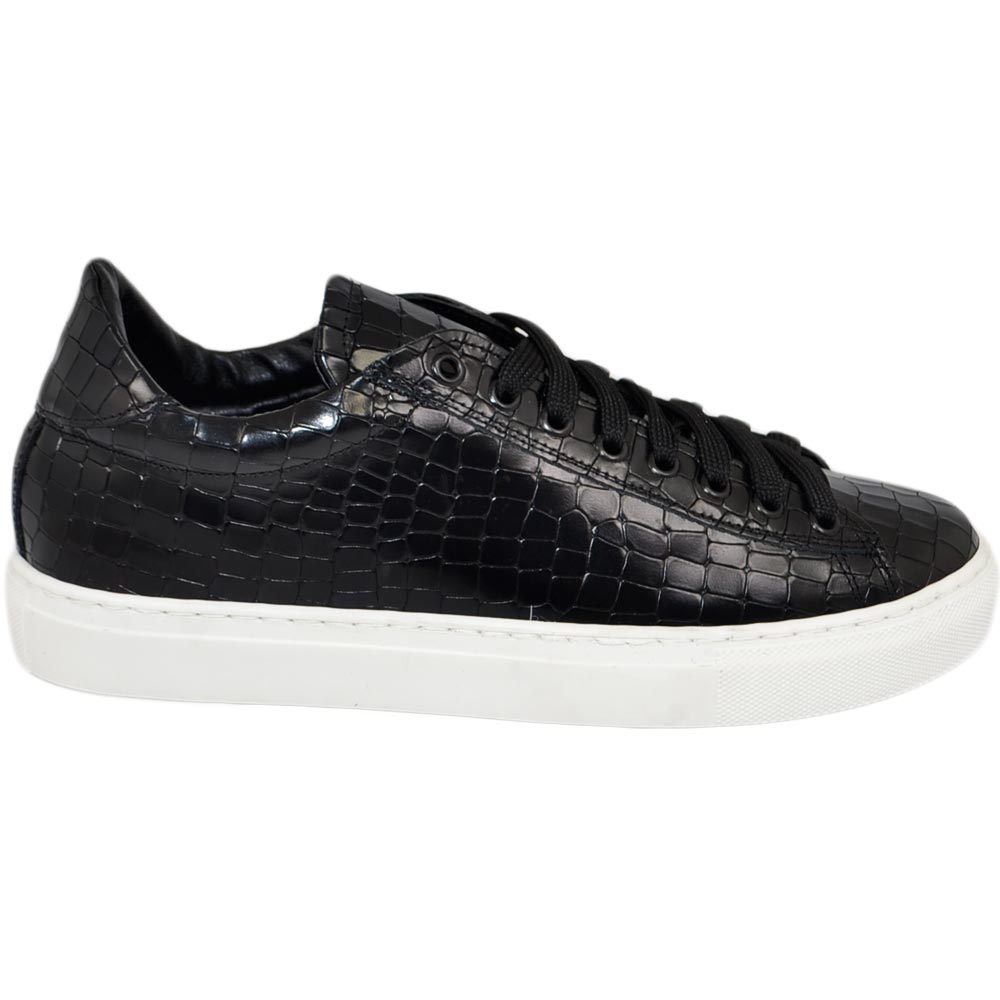 Scarpa sneakers Paul 4190 uomo basic vera pelle squamata nera lacci basic comodo fondo in gomma moda casual