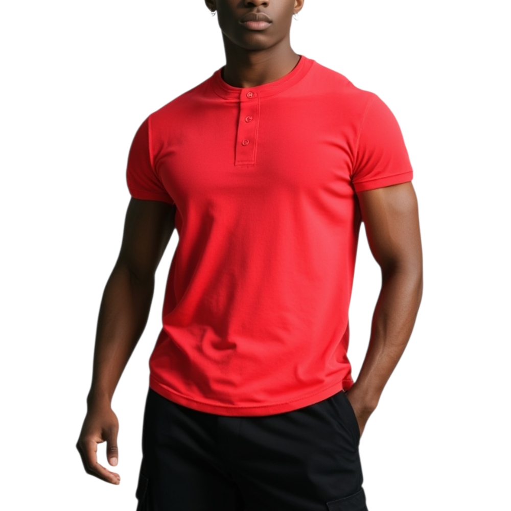 POLO basic uomo in cotone elastico rosso slim fit girocollo con cucitura in tinta manica corta made in italy