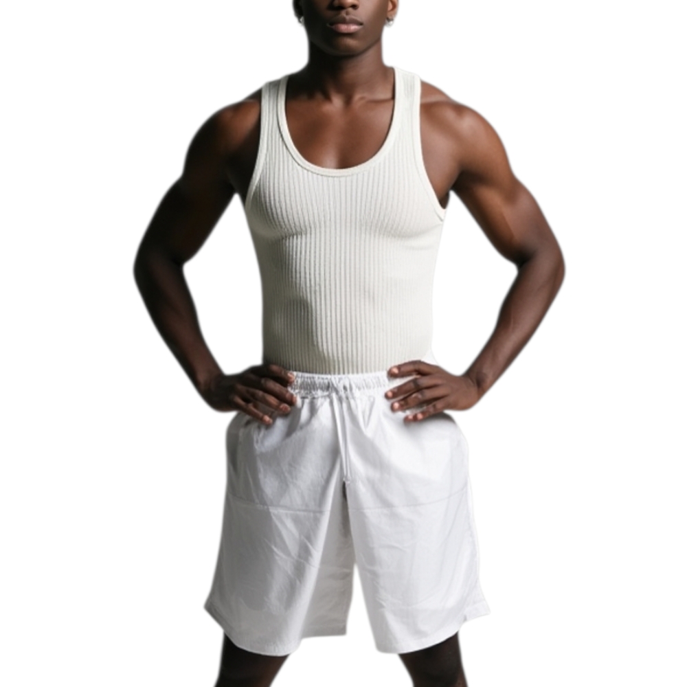 Pantaloncino uomo art. AVANA 098 monocromatico bianco in tessuto semilucido opacizzato slim fit trend 