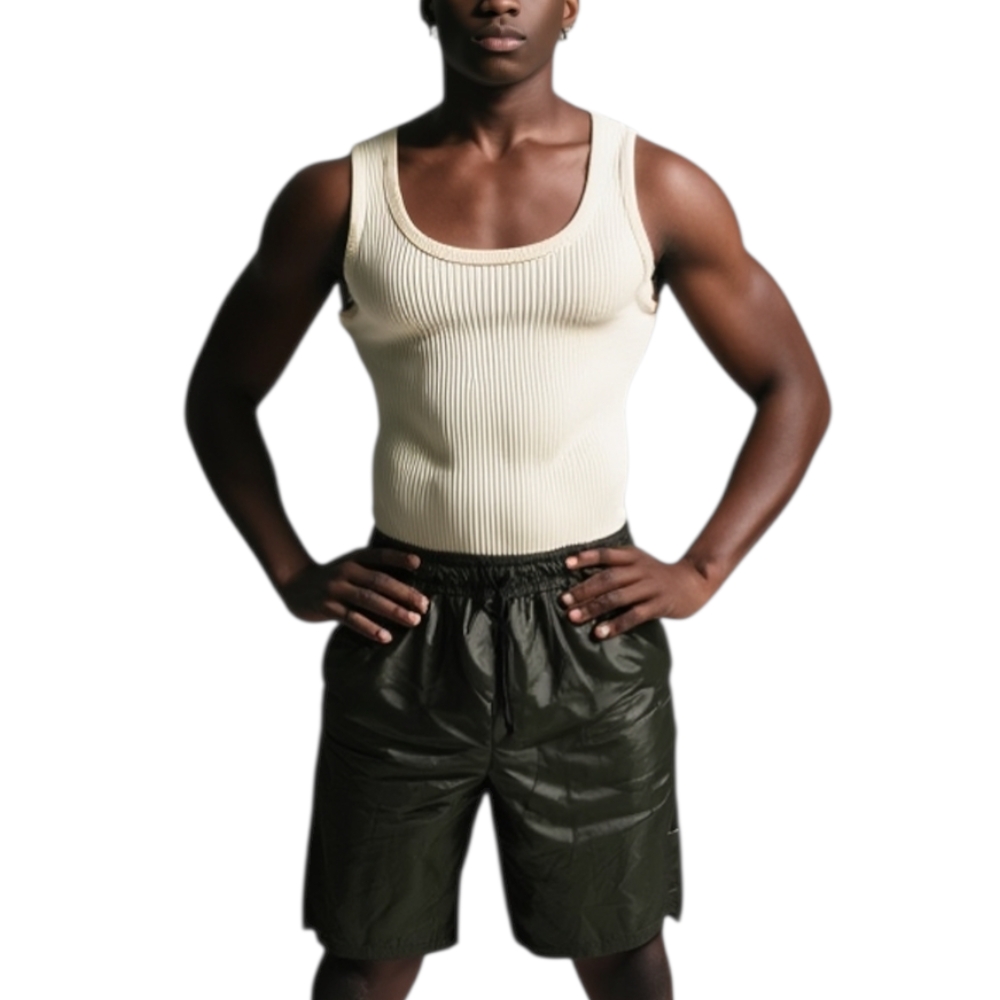 Pantaloncino shorts uomo art.avana 098 monocromatico verde in tessuto semilucido opacizzato slim fit trend