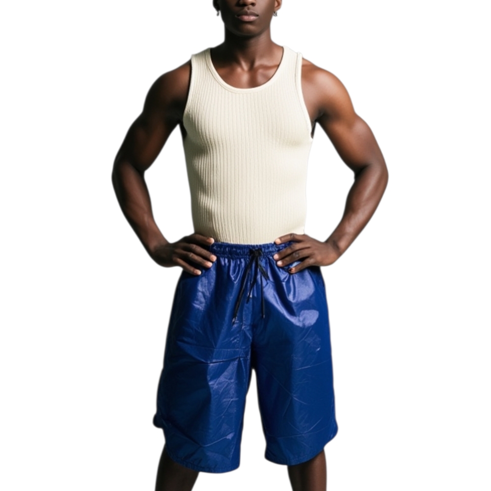 Pantaloncino shorts uomo art.avana 098 monocromatico blu  in tessuto semilucido opacizzato slim fit trend