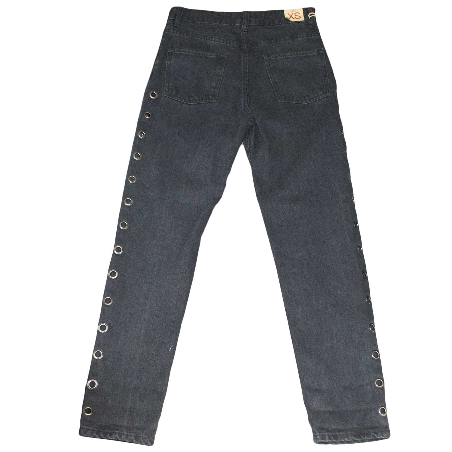 JEANS MODELLO LEVIS OVER TAGLIO MASCHILE VITA ALTA NERA BORCHIE LATERALI  ELASTICO FORI donna jeans Osley | MaluShoes