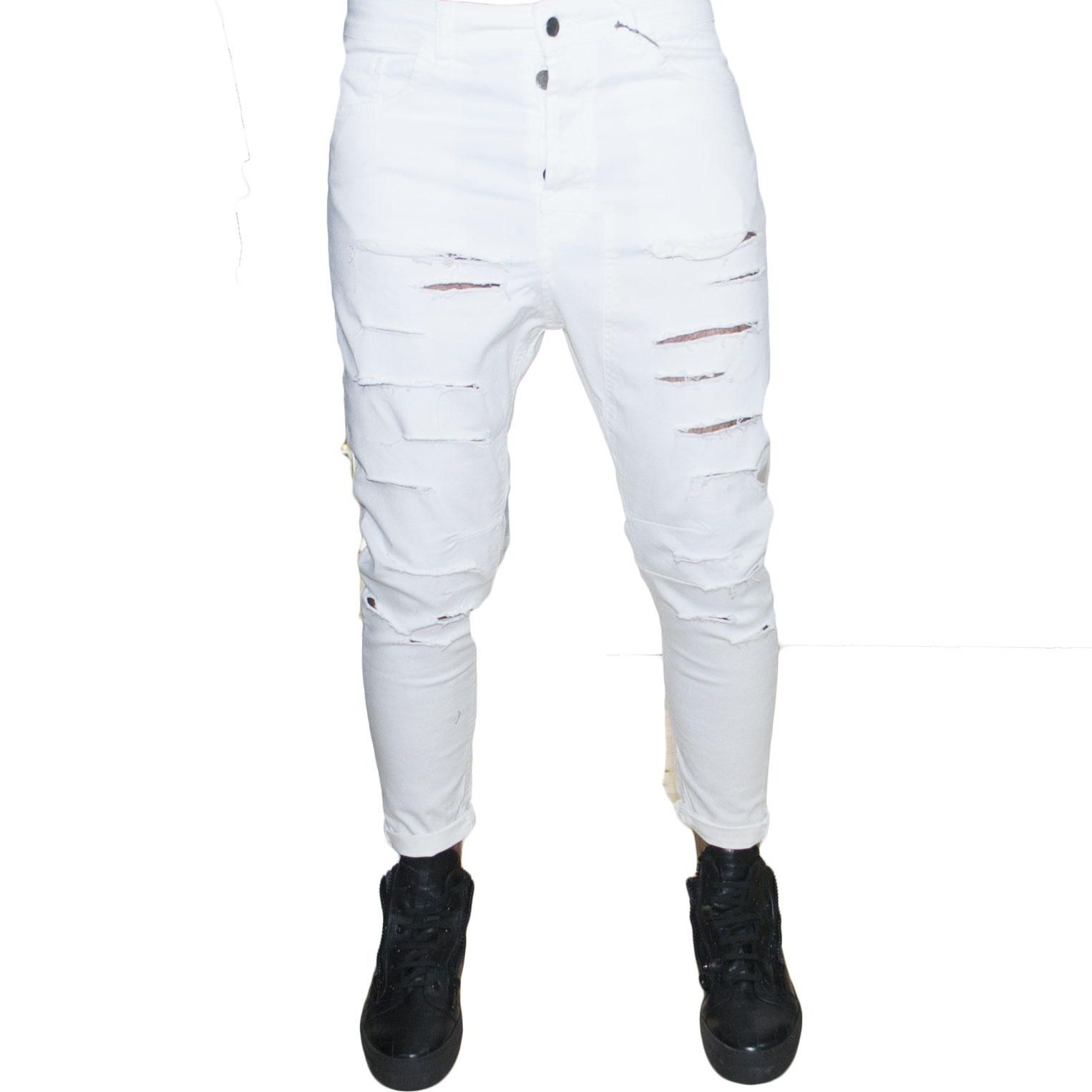 Pantaloni uomo bianco white stracci acy made in italy man