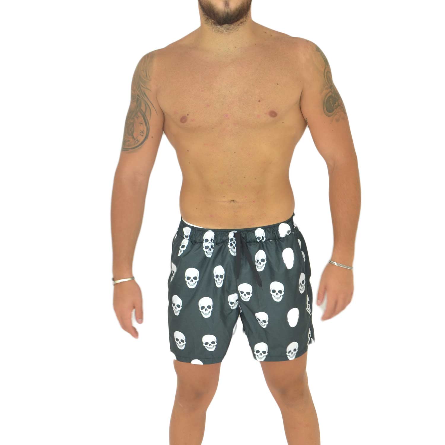 Costume uomo art avana011 costume pantaloncino corto fantasia teschio NERO  laccio made in italy