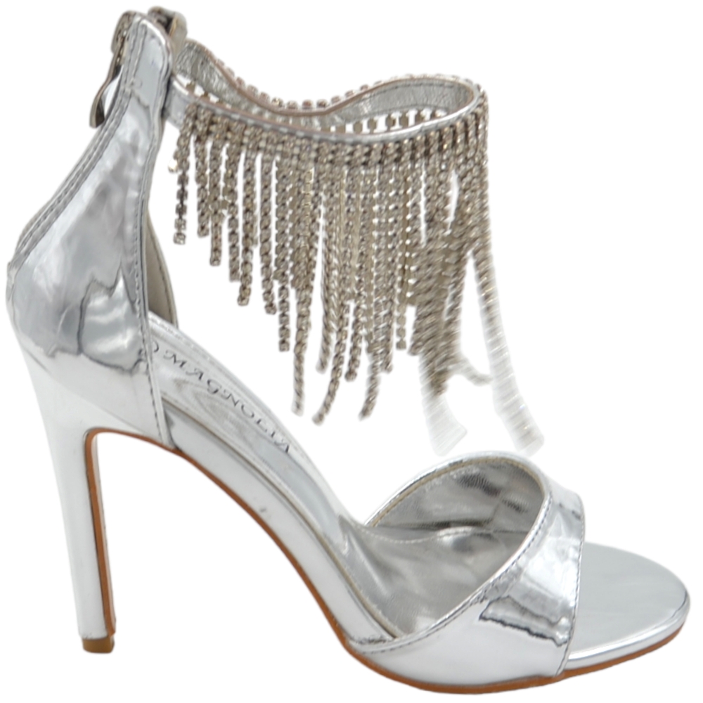 Sandalo Con Zeppa Blowfish Malibu Andrea Donna - Tessuto Metallico Argento, Taglia 42