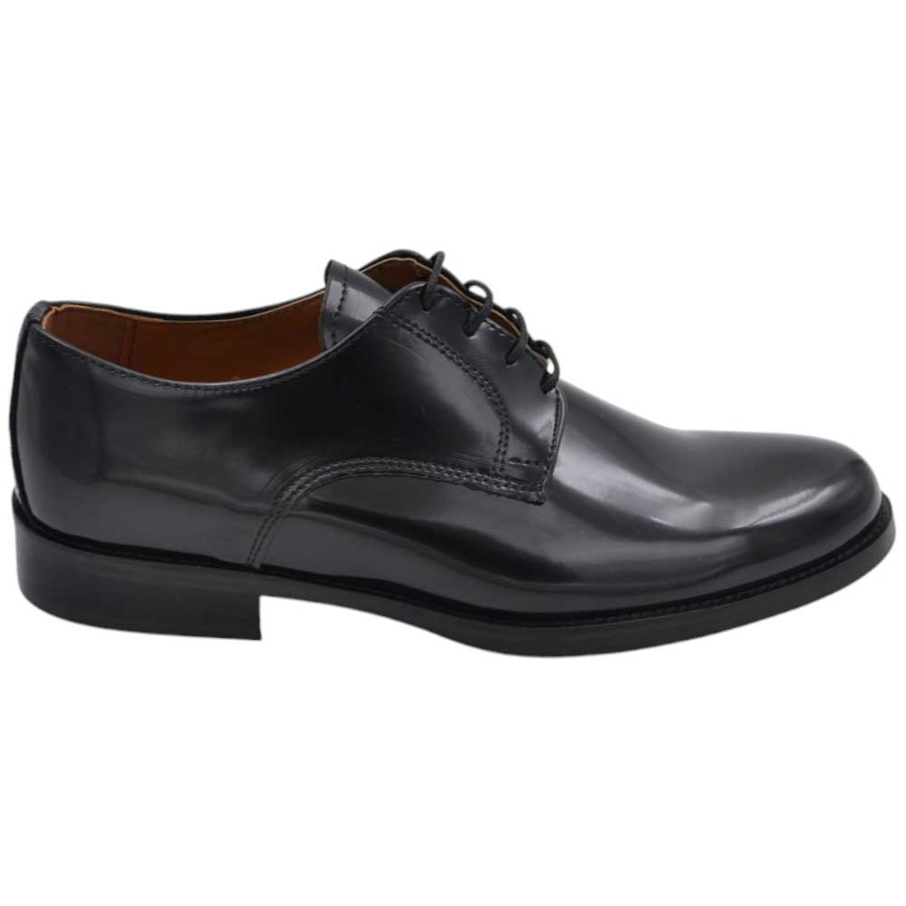 Scarpe uomo stringate vera pelle abrasiva nera  fondo classico vero cuoio con antiscivolo moda elegante.