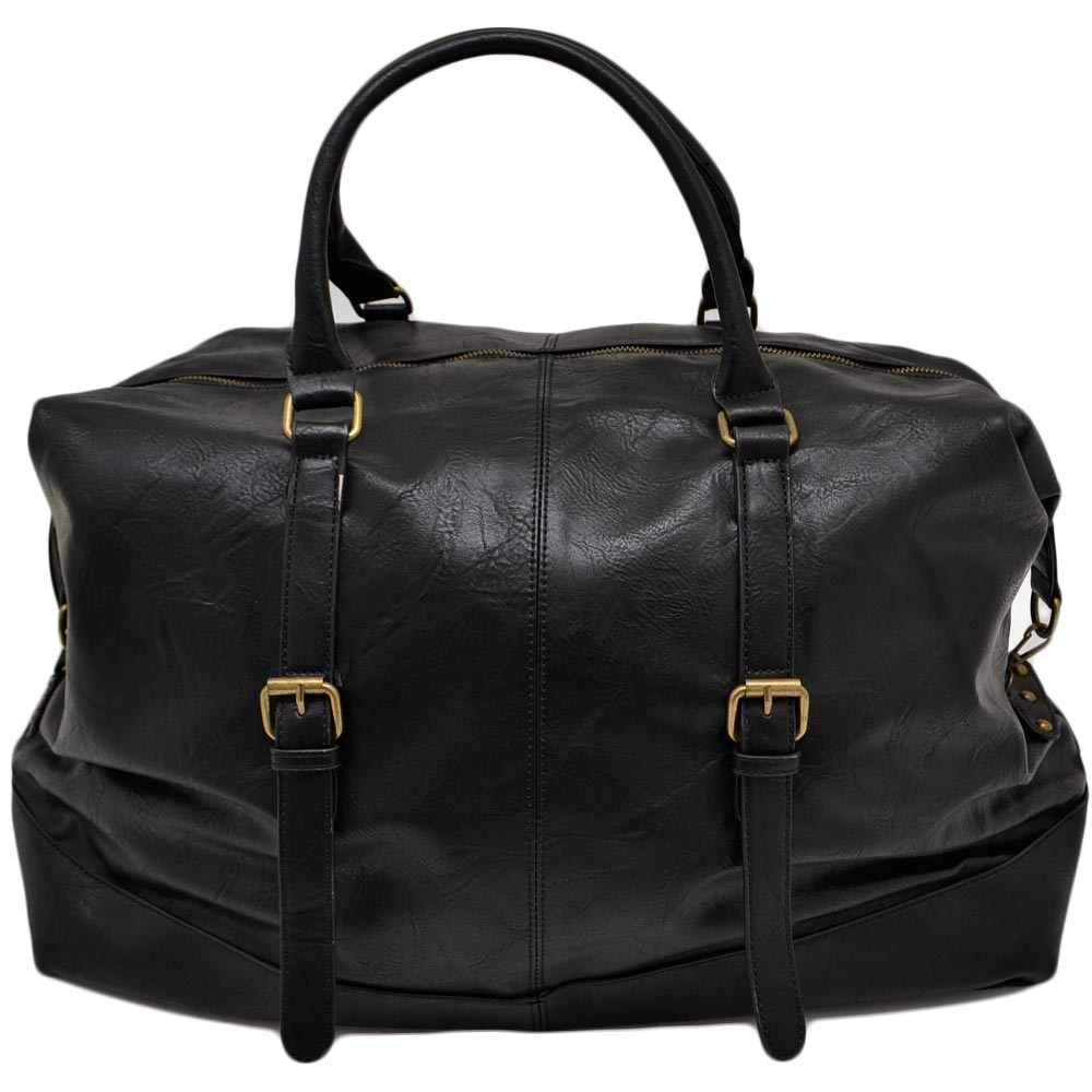 Borsone nero uomo borsa grande in ecopelle con tasche portaoggetti tracolla vintage voli tracolla regolabile e zip.