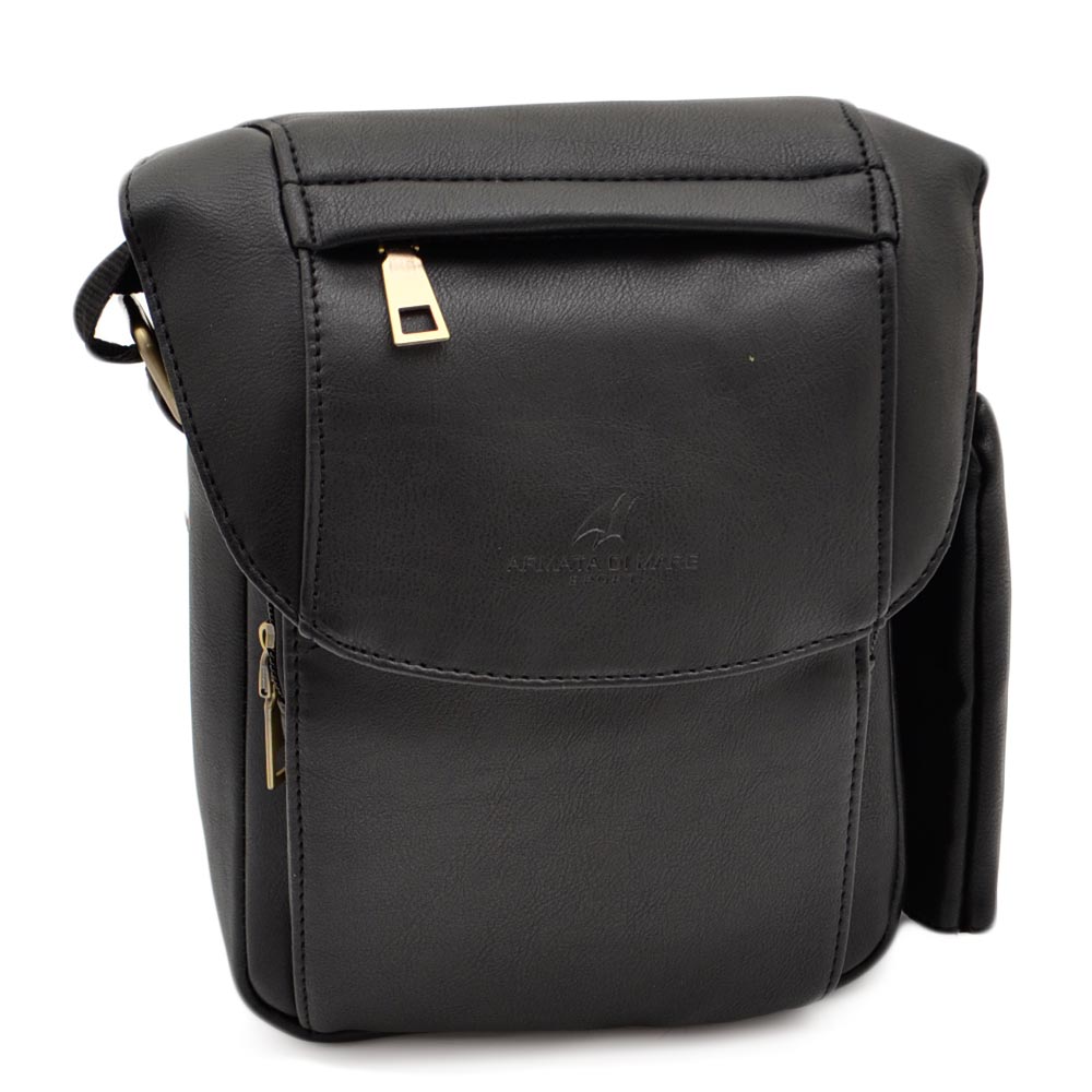Borsa tracolla uomo borsello Armata di mare nero con 3 scompartimenti e zip capiente viaggio lavoro porta tutto