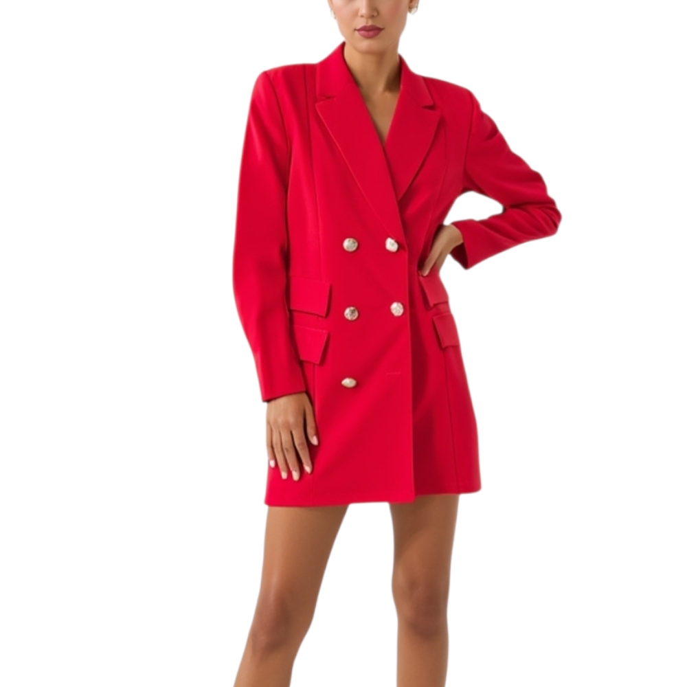 CAPPOTTO LANA ROSSO DONNA INVERSO A DOPPIO PETTO.