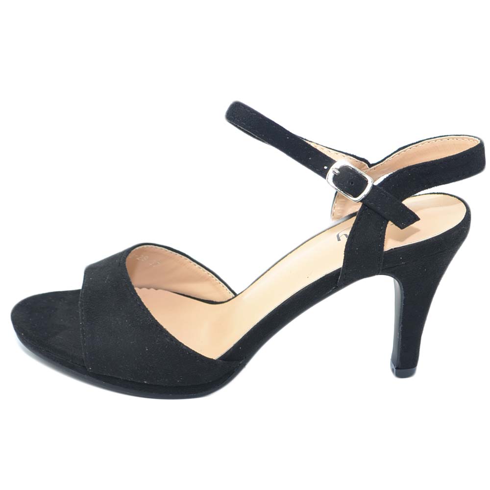 Sandalo donna camoscio nero tacco a spillo linea comfort 5 cm con cinturino  alla caviglia open toe, tallone scoperto donna sandali tacco Malu Shoes |  MaluShoes