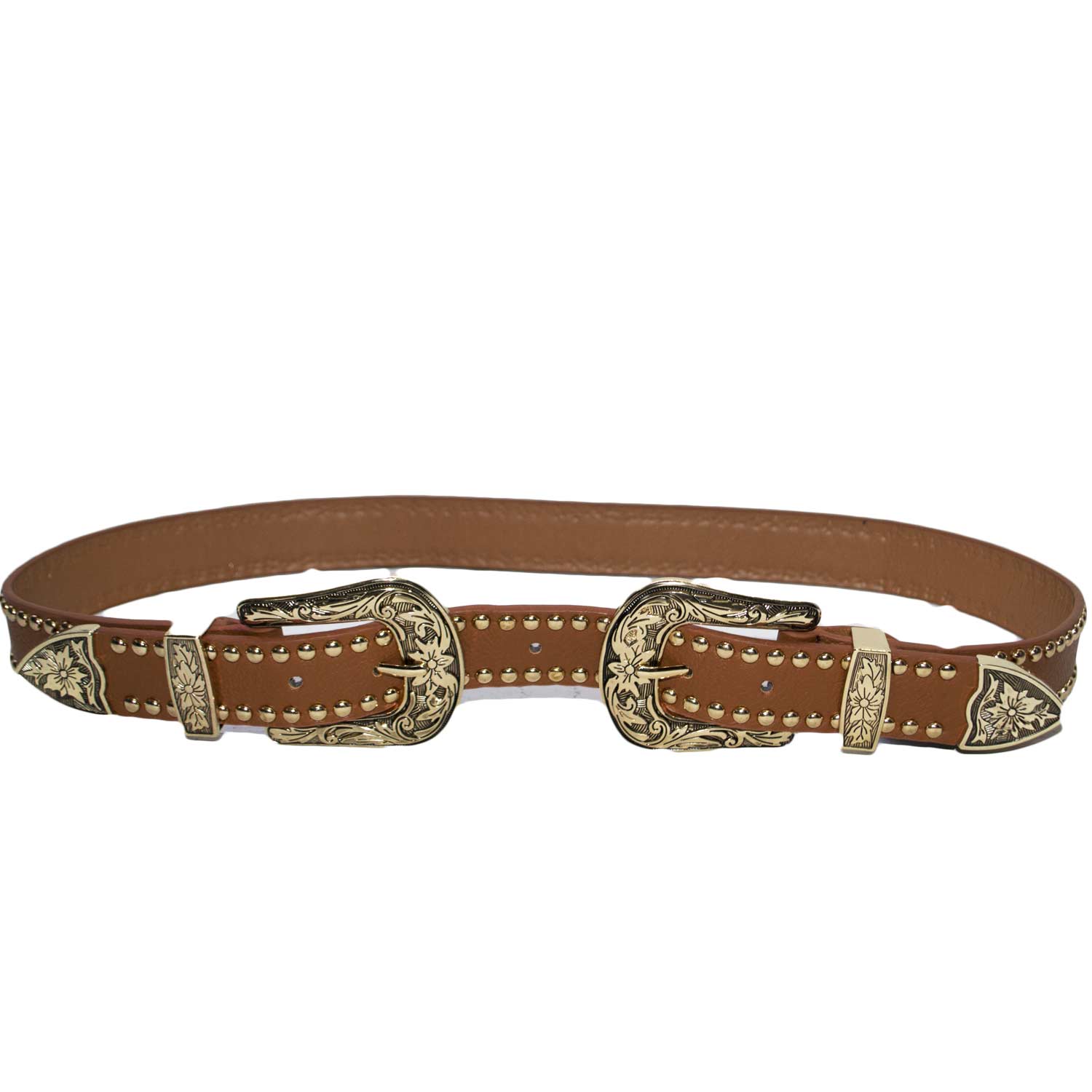 Cintura doppia fibbia alta borchie stile vintage cuoio modello marcuzzi