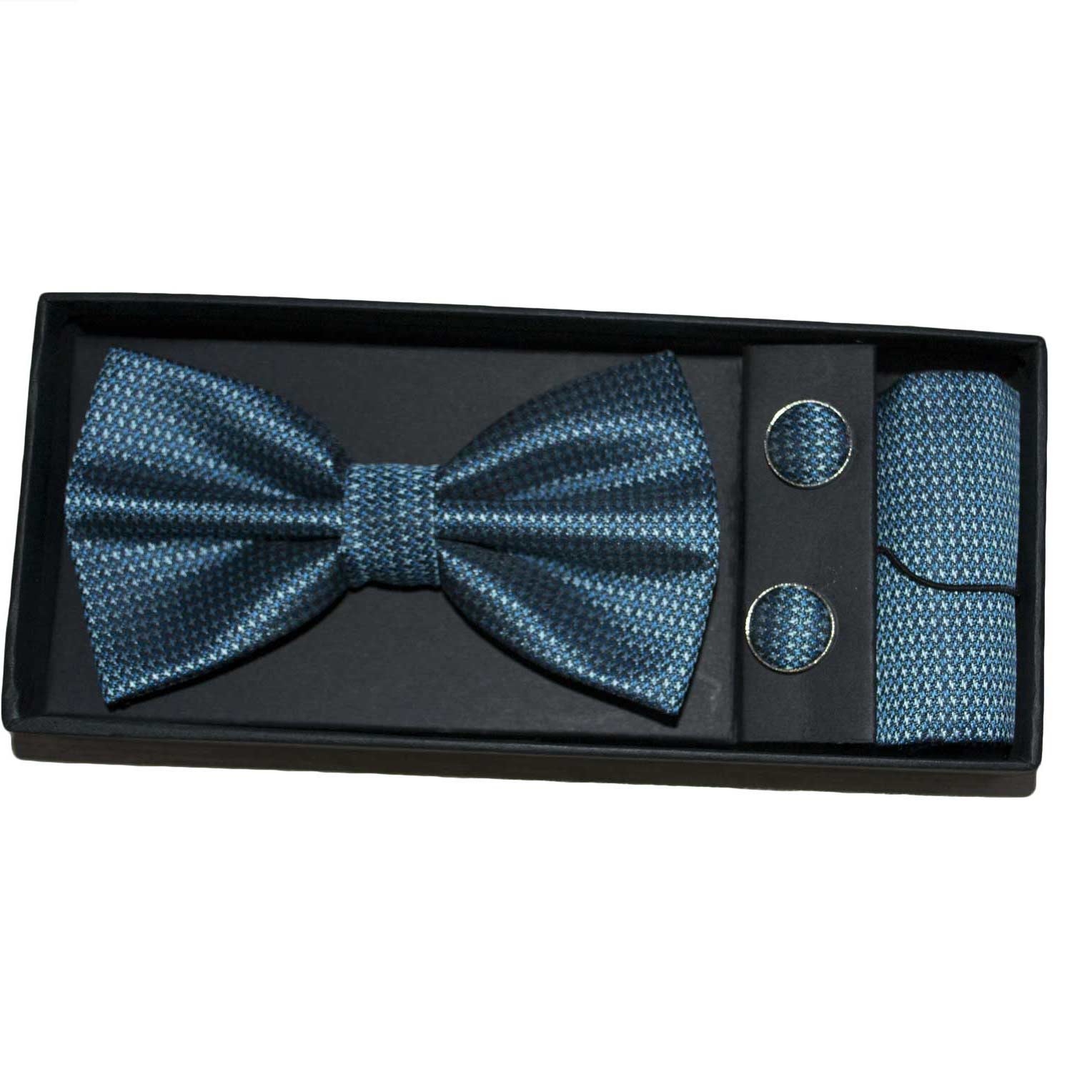 Set coordinato uomo papillon con gemelli e pochette verde pois elegante cerimonia