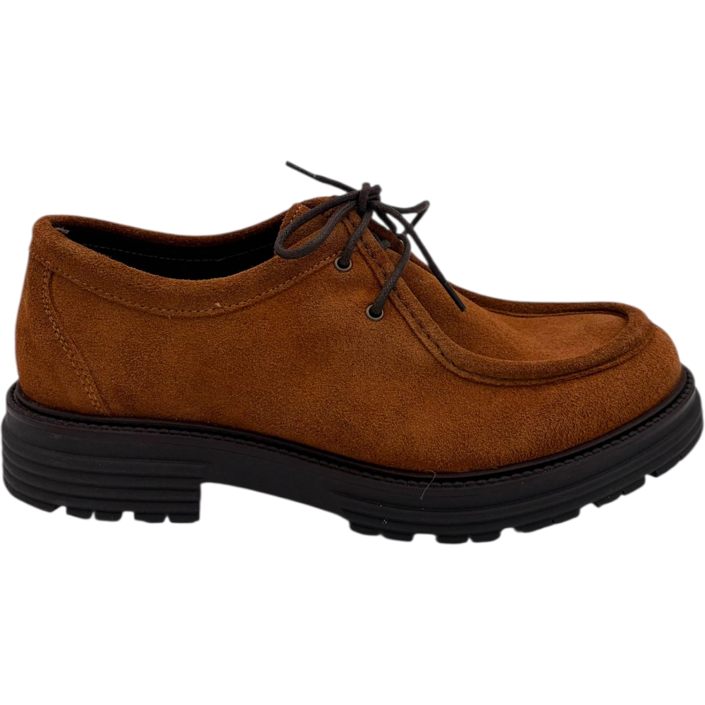 Scarpe uomo stringate ingegniere vera pelle camoscio cuoio spazzolato suola alta zigrinata made in italy.