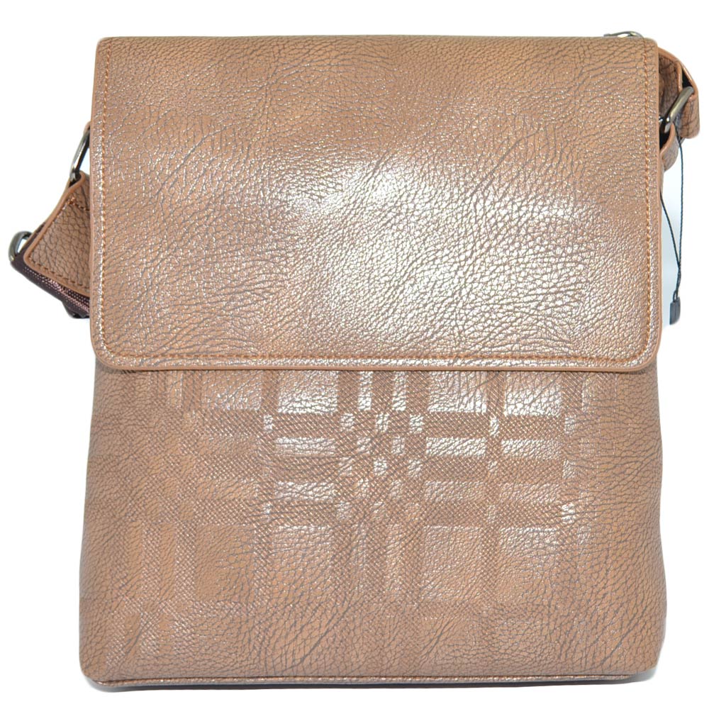 Borsello borsa Uomo Marsupio a Tracolla beige con 3 scompartimenti comodo clip casual porta tutto