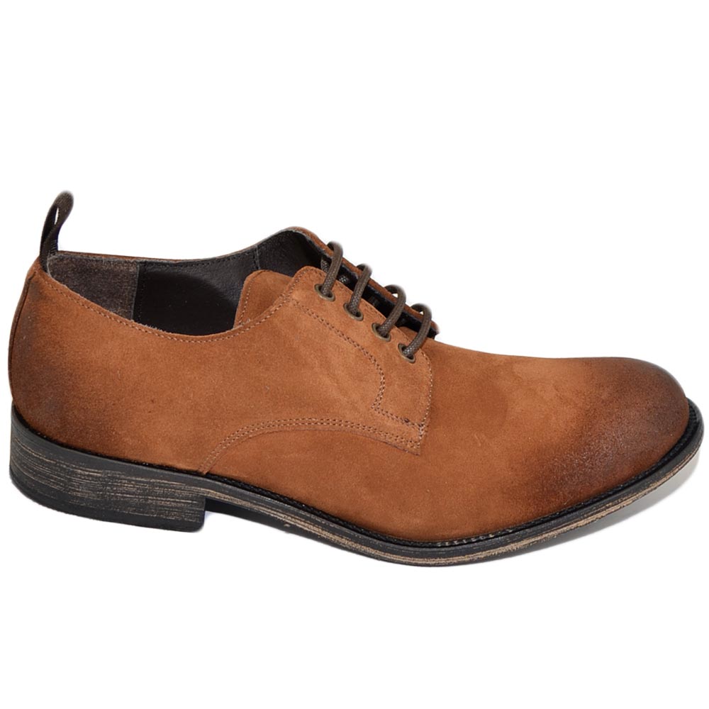 Scarpe stringate uomo BUTLAV by LS LUISANTIAGO vera pelle scamosciata quebracho dandy spazzolato suola cuoio retro'.