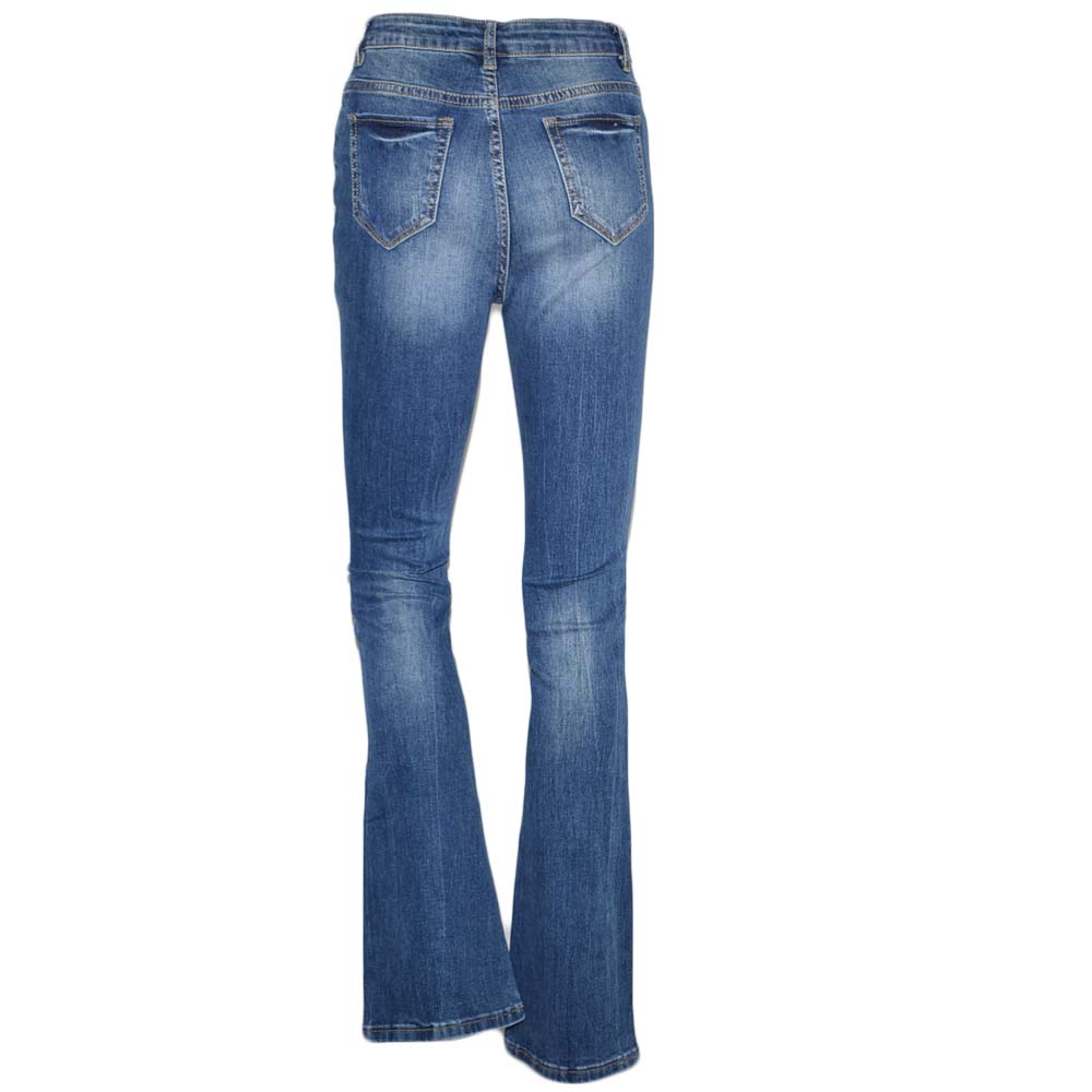 Jeans Donna A Zampa D'Elefante - Vita Alta E Gamba Larga Stile Baggy - Foto 4