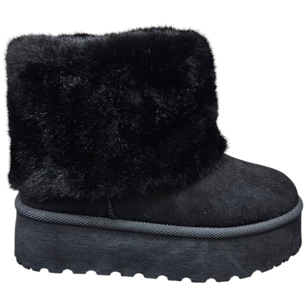 Stivali da neve doposci nero con fondo platform imbottitura pelliccia ecofur