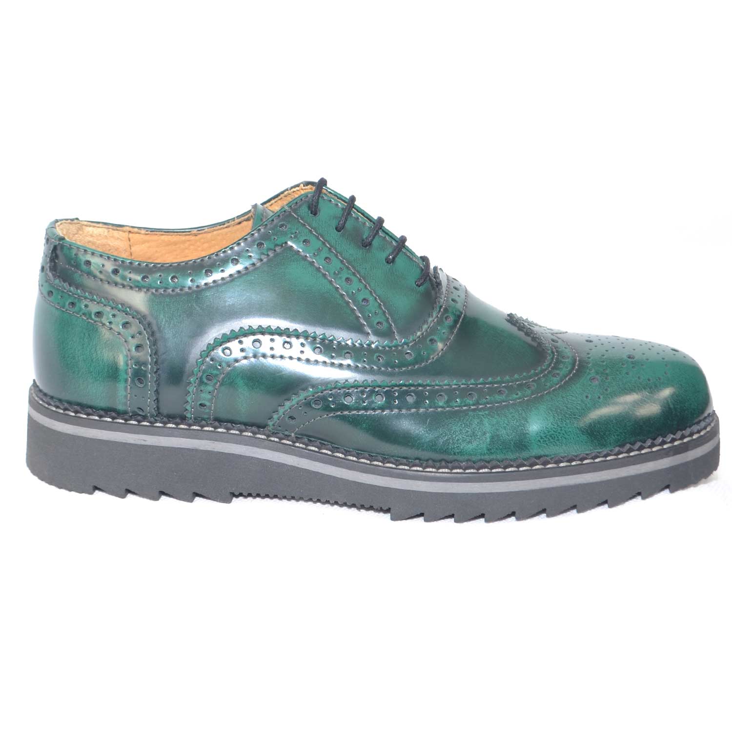 Scarpe stringate moda uomo francesine vera pelle verde abrasivato moda  giovanile classico sportivo uomo stringate Malu Shoes | MaluShoes