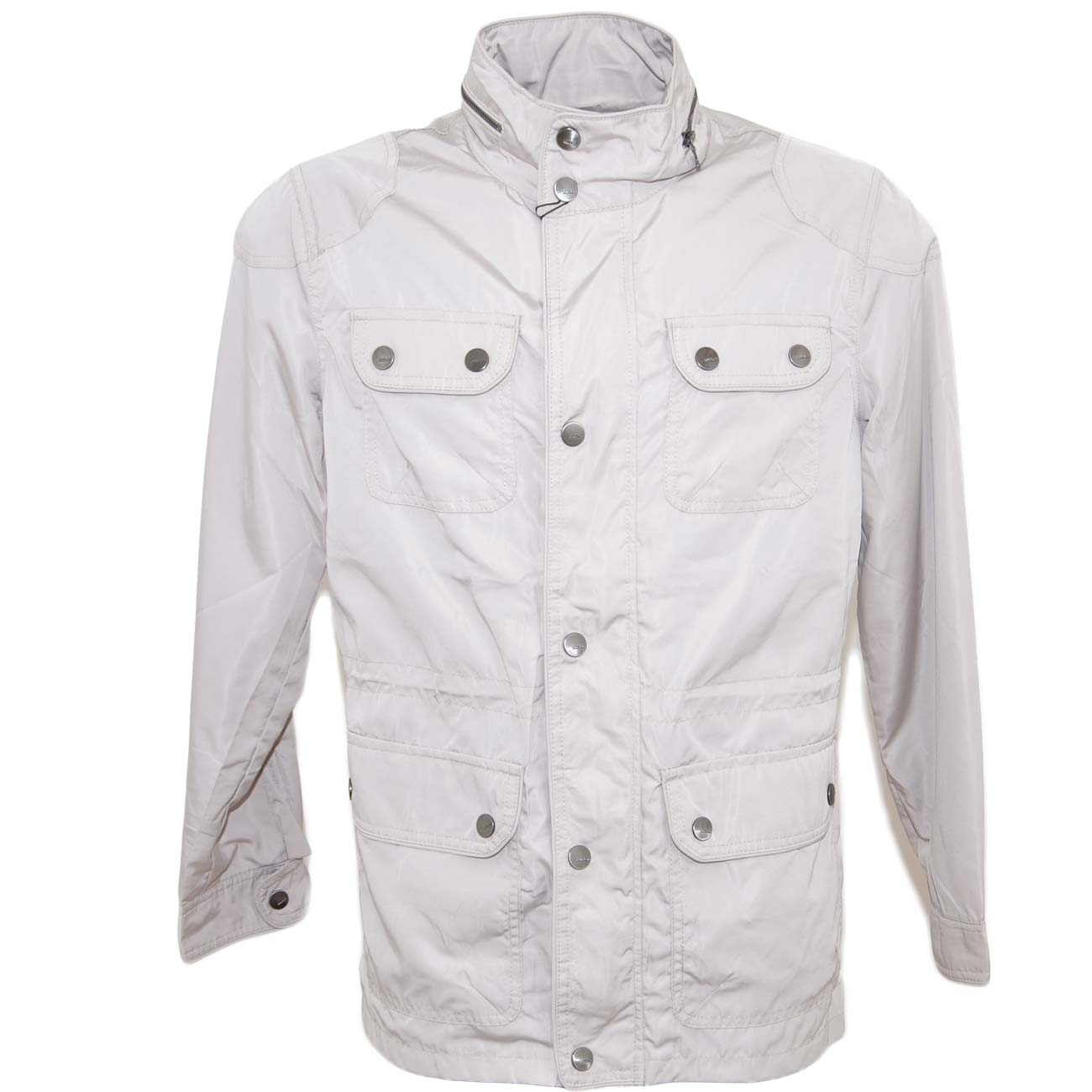 Giubbino giacca da uomo impermeabile beige chiaro da professionista trench con bottoni e zip linea basic.
