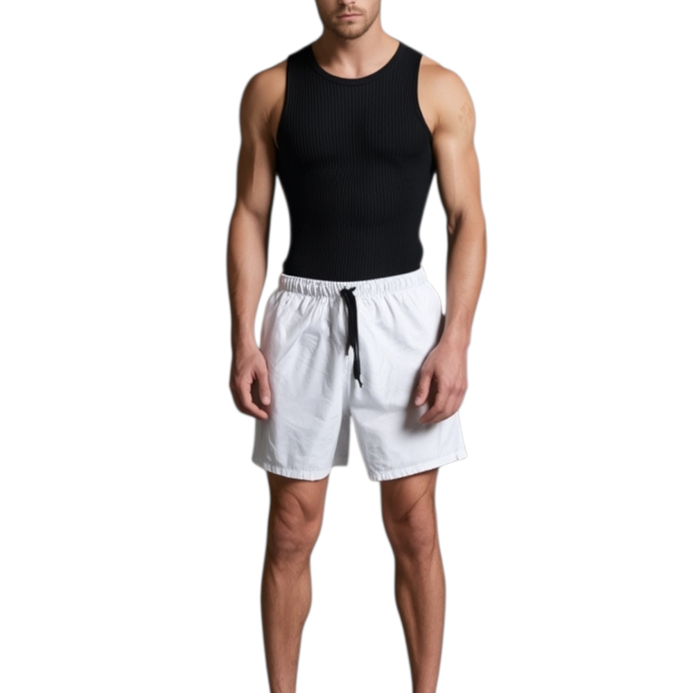 Costumi Summer Beach Surf mare monocromatico bianco in tessuto opacizzato semilucido slim fit tren modello box