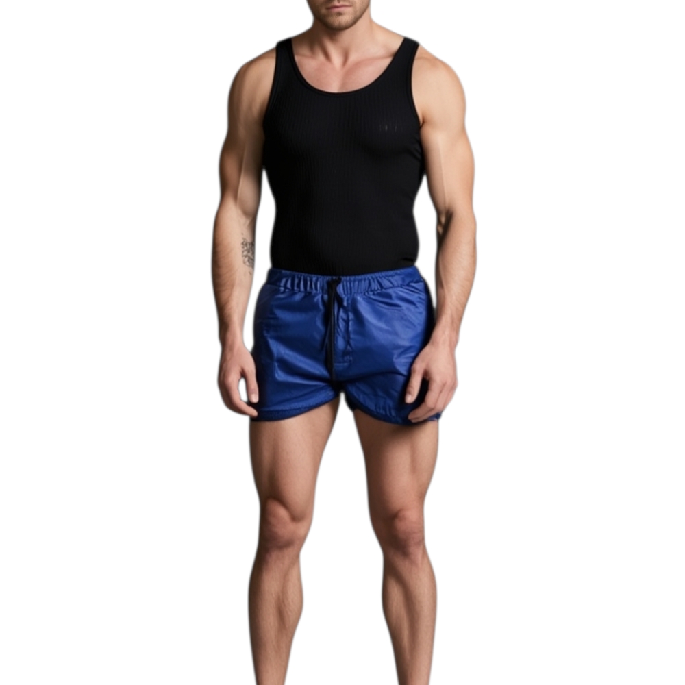 Costumi Summer Beach Surf mare monocromatico opacizzato costume pantaloncino corto linea basic blu laccio made in italy .