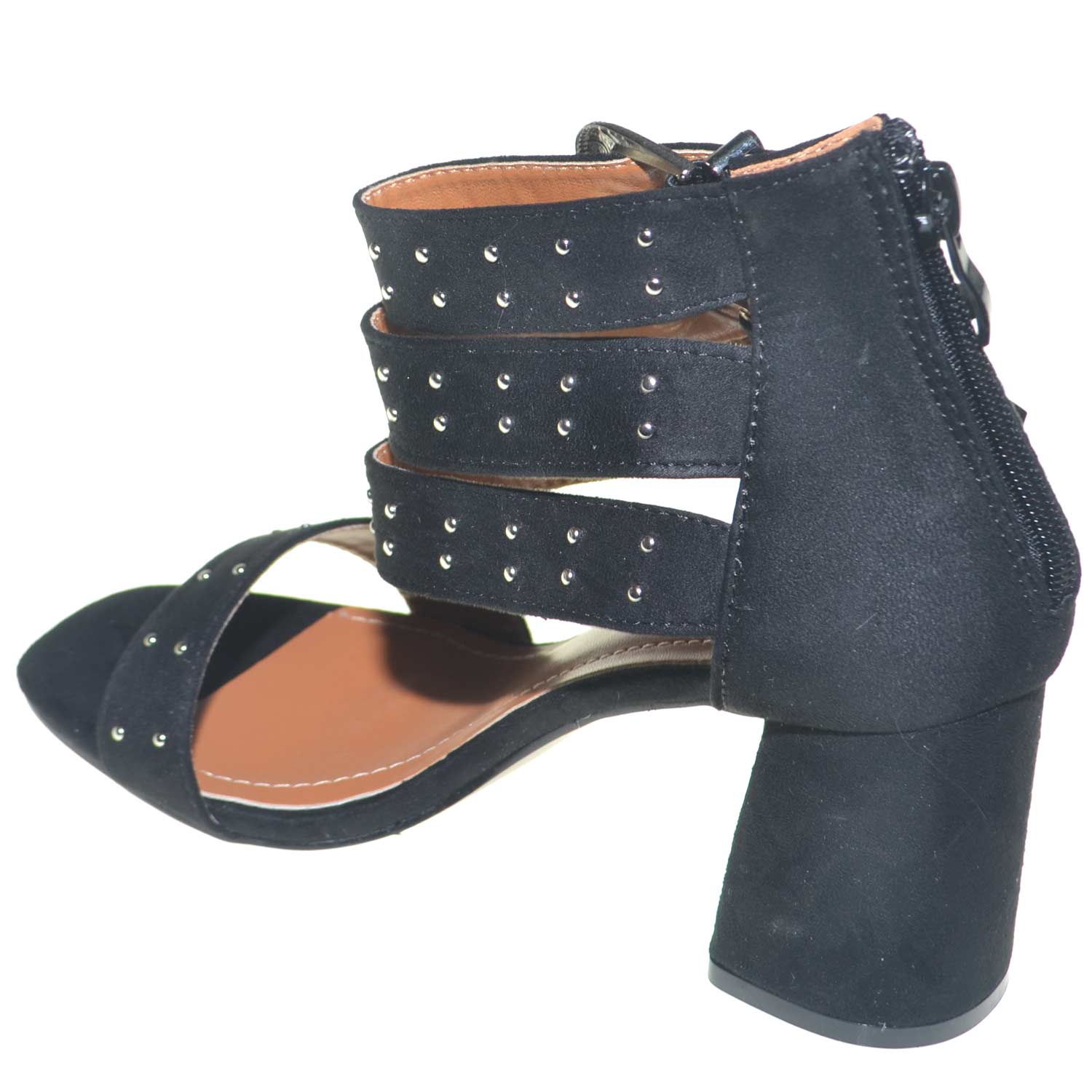 Zoccoli Donna BOSANOVA In Camoscio Vegano Con Borchie Metalliche, Tacco Largo Svasato E Piattaforma Anteriore, Senza Chiusura, Comodi E Alla Moda