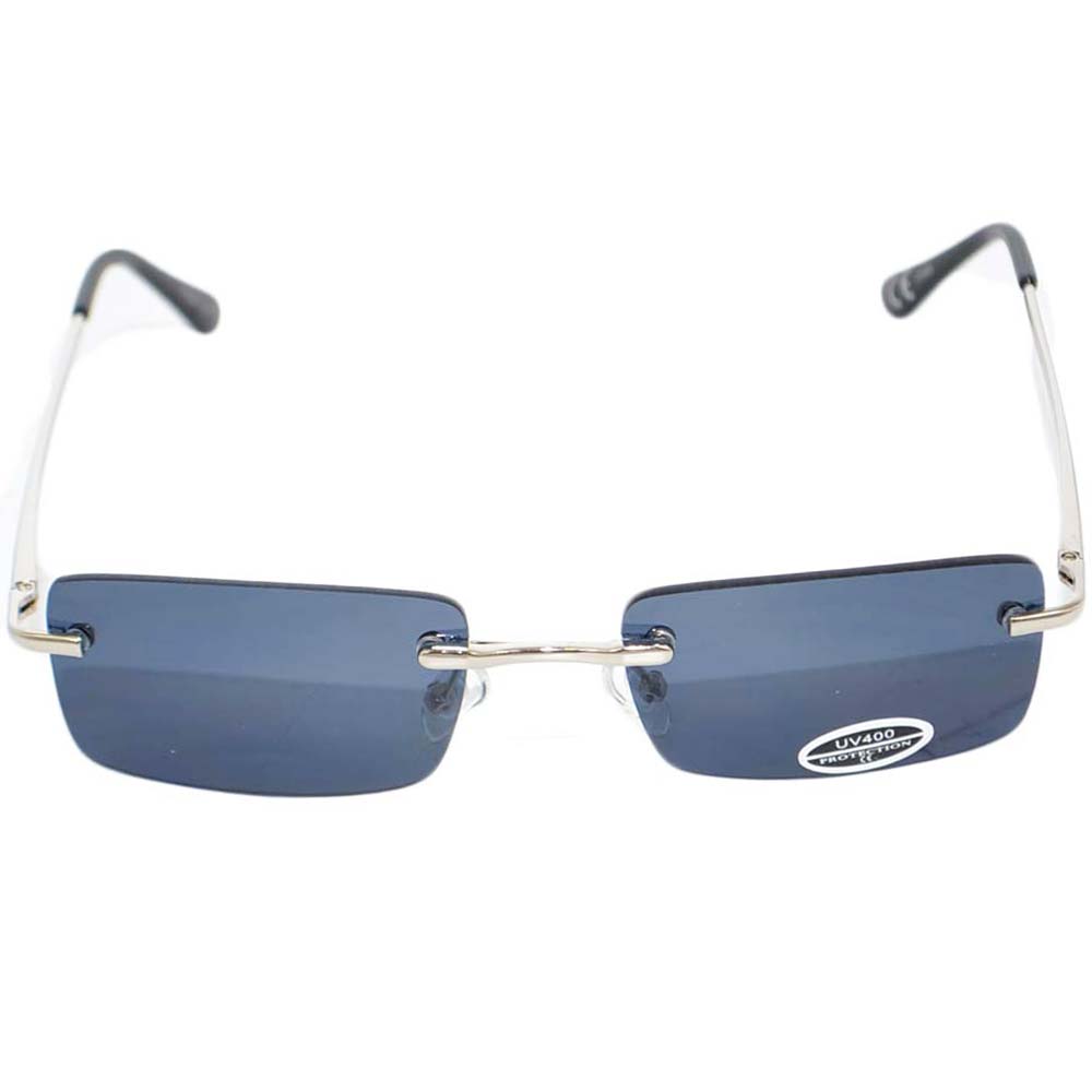 OCCHIALI DA SOLE SUNGLASSES UOMO ARGENTO MODELLO ANNI 80 QUADRATO CON LENTE BLU MODA GIOVANE