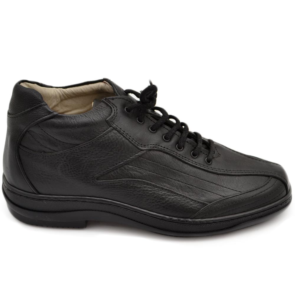 Scarpe uomo polacchino comfort passeggio eleganti nero made in italy vera pelle nappa gomma alta anatomica