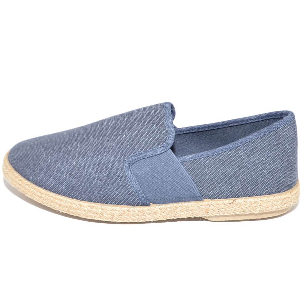 Espadrillas uomo scarpe da barca blu jeans avion tela fresco e fondo in  spago in | eBay