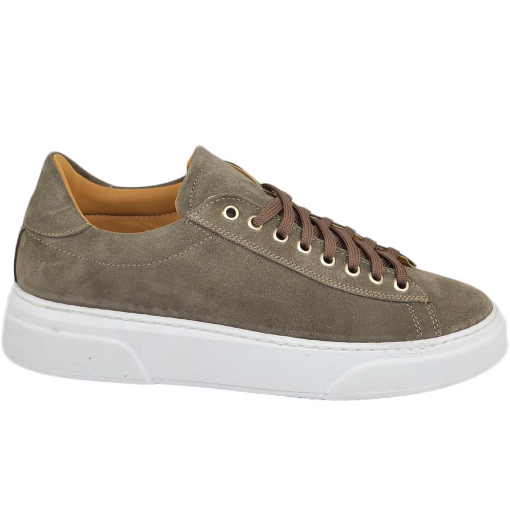 Scarpa sneakers Paul 4190 uomo taupe pelle scamosciata lacci basic comodo fondo in gomma sportiva bianco moda casual