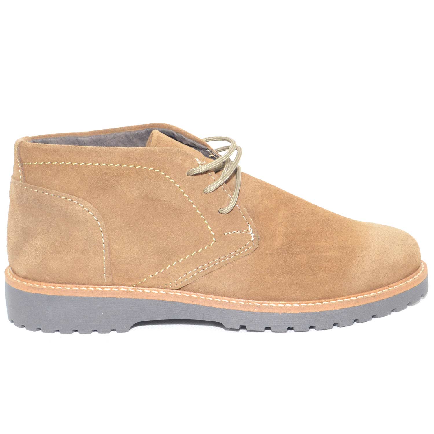 Polacchino scarpe uomo in vera pelle scamosciato fondo light roccia antiscivolo moda casual