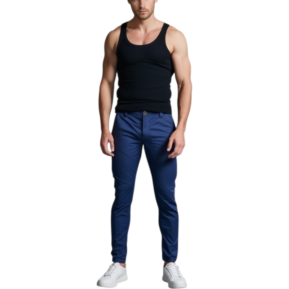 Pantalone uomo blu cobalto in cotone elasticizzato colori vari classico sportivo tasca america made in italy