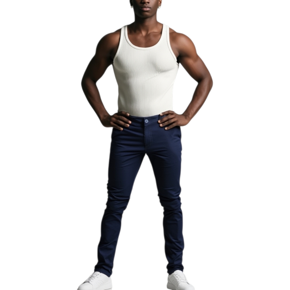 Pantalone moda uomo blu cobalto cotone chino elastico colori vari slim tasca america made in italy.