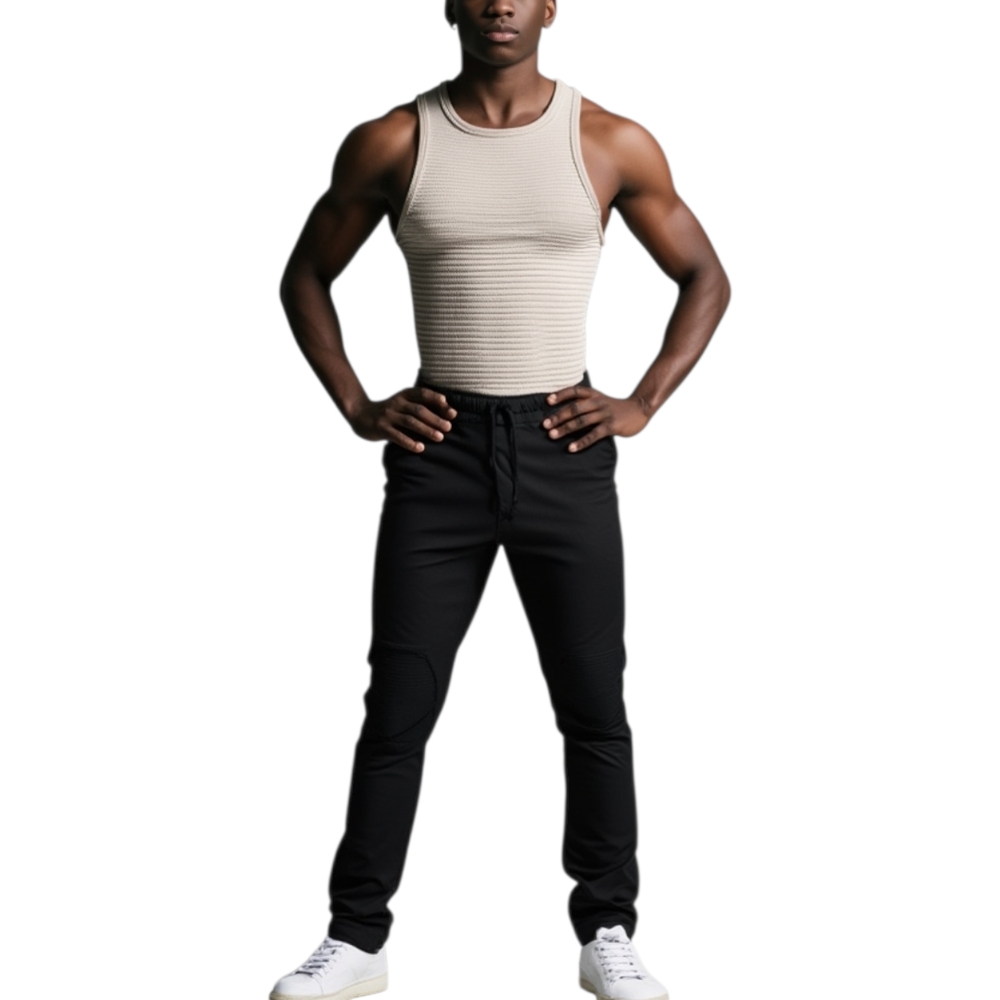 Pantaloni Sportivo Uomo Nero Pantalone Tuta Cargo Tinta Unita Nero Tasca America Elastico Moda Giovanile.