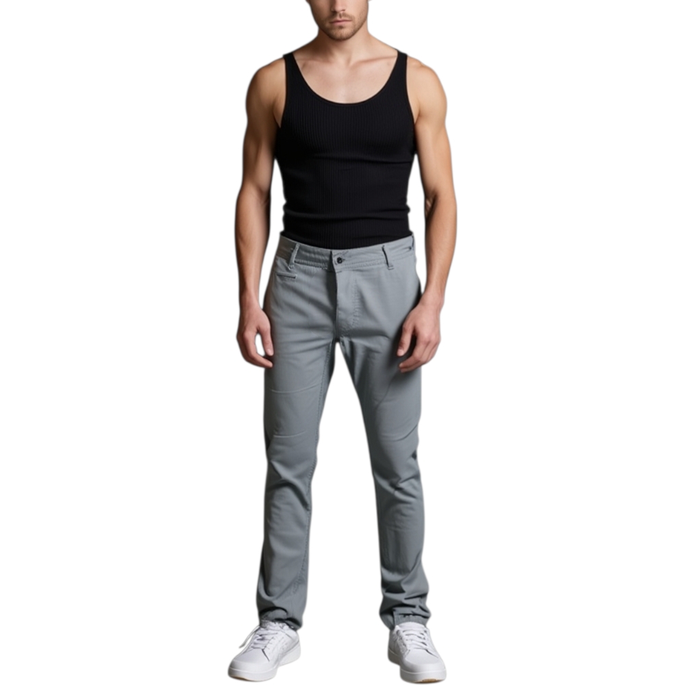  Pantaloni Uomo Slim Fit Casual Eleganti in Cotone grigio taschino di sicurezza,made in italy lavabile