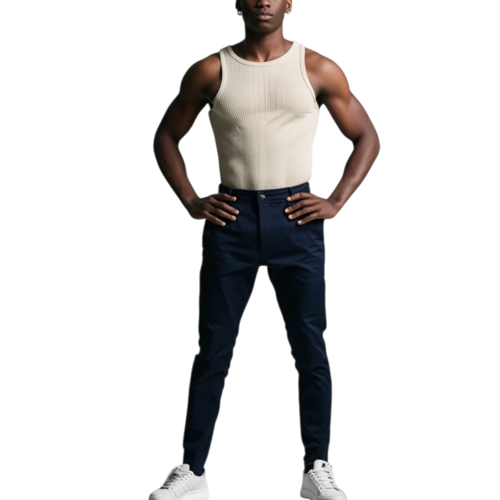 Pantalone uomo blu sky in cotone lunghezza chino elastico colori vari classico sportivo tasca america made in italy.