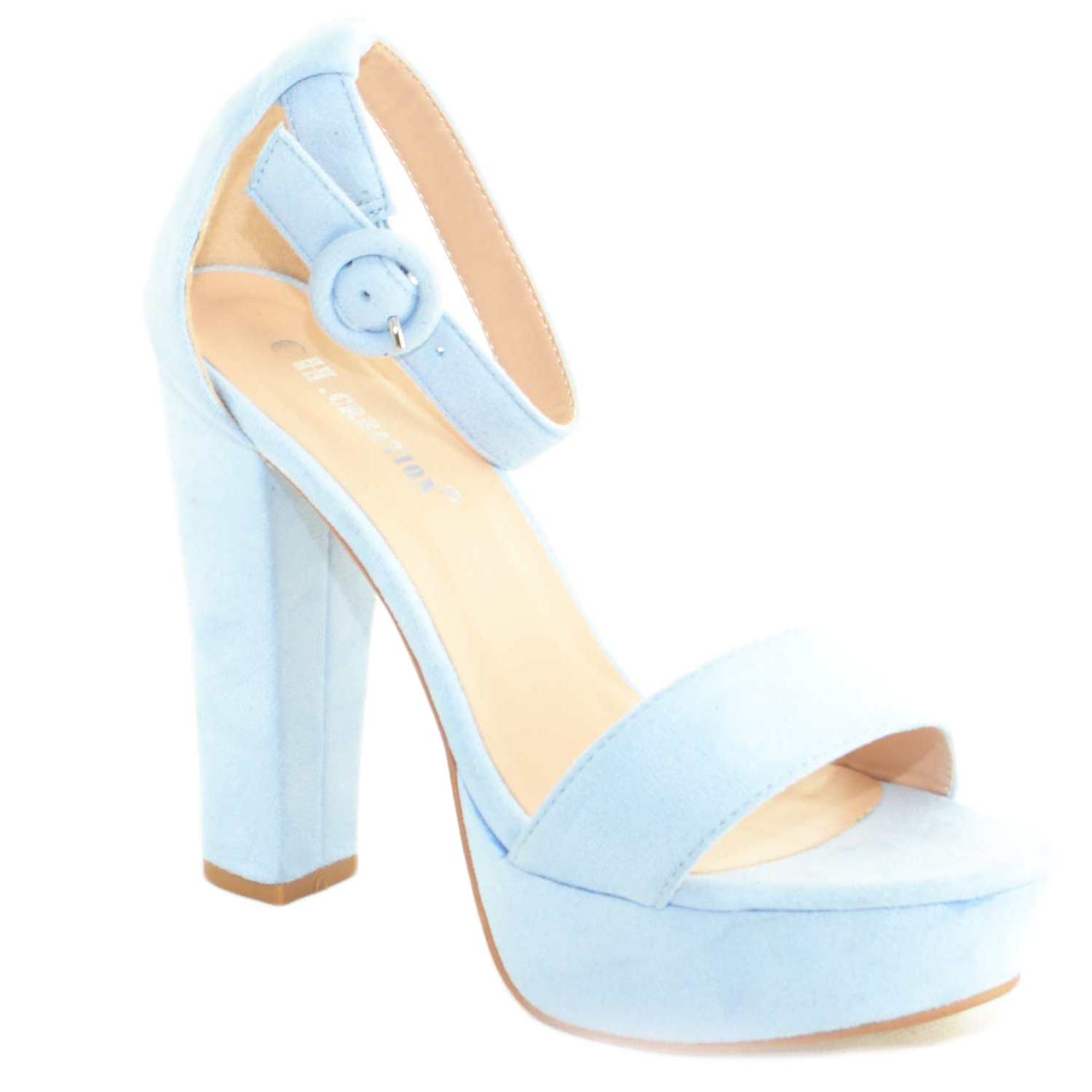 Sandalo con tacco alto e plateau allacciato alla caviglia color CELESTE estate 2018 glamour Codice: 3530