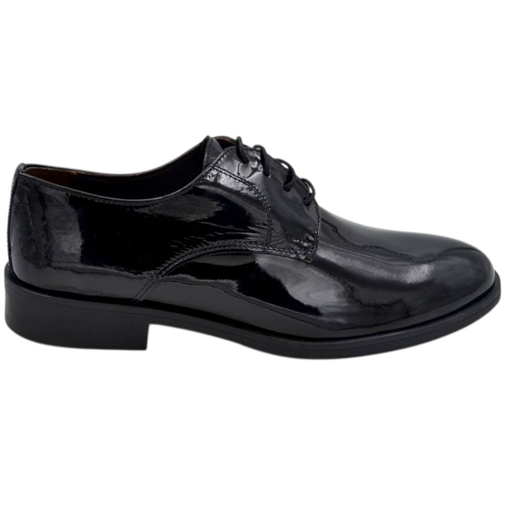Scarpe uomo stringate vera pelle lucida nera fondo classico vero cuoio con antiscivolo moda elegante