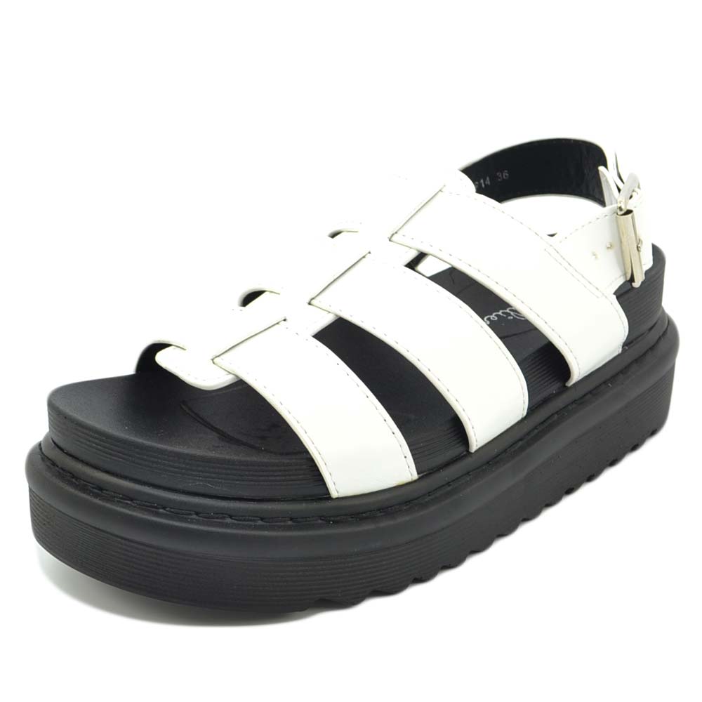 Sandali bassi donna bianchi comfort con suola antiscivolo fascette incrocio e cinturino retro moda glam