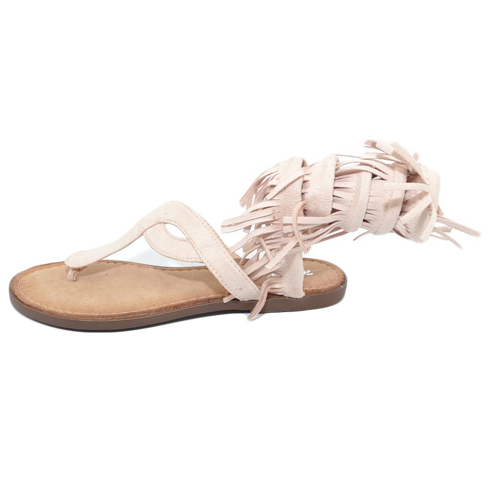 SANDALO BASSO DONNA cipria estivo alla schiava infradito serpendino frange  gladi EUR 29,99 - PicClick IT