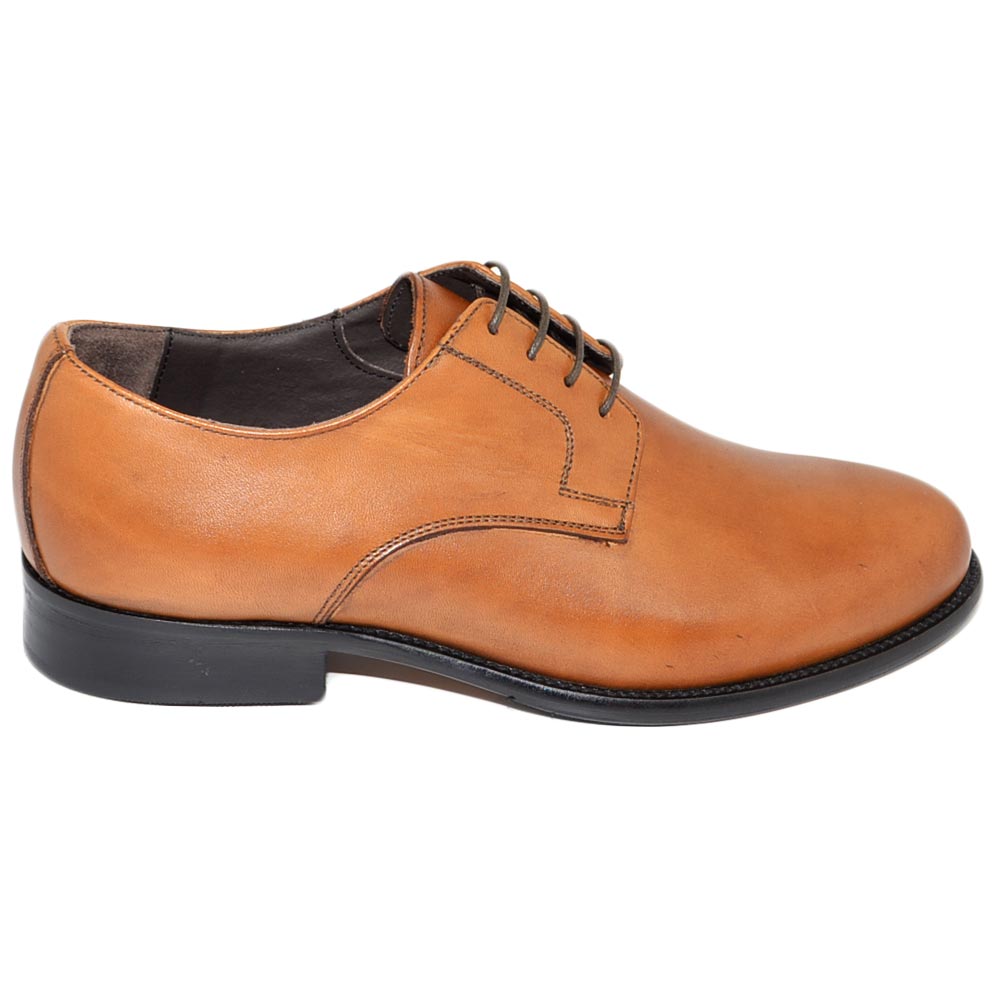 Scarpe uomo stringate vera pelle nappa cuoio spazzolata a mano fondo classico vero cuoio con antiscivolo moda elegante