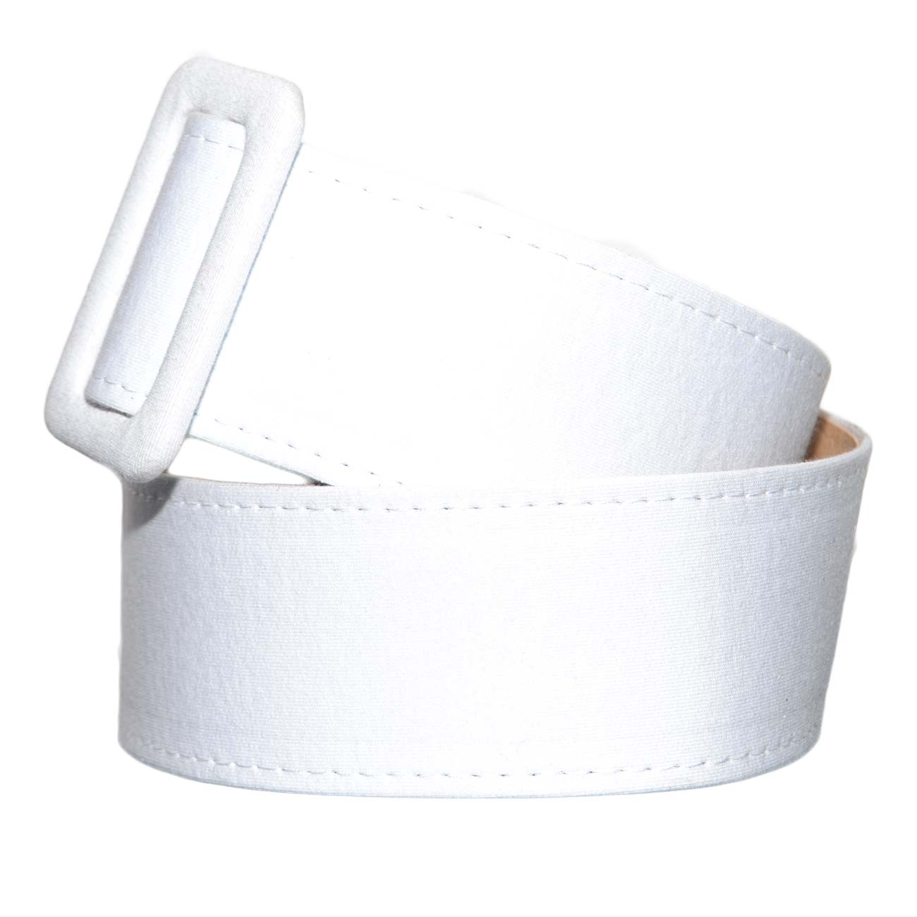 Cintura donna in cotone telato bianca con fibbia quadrata da poter mettere in vita o sui fianchi regolabile elegante
