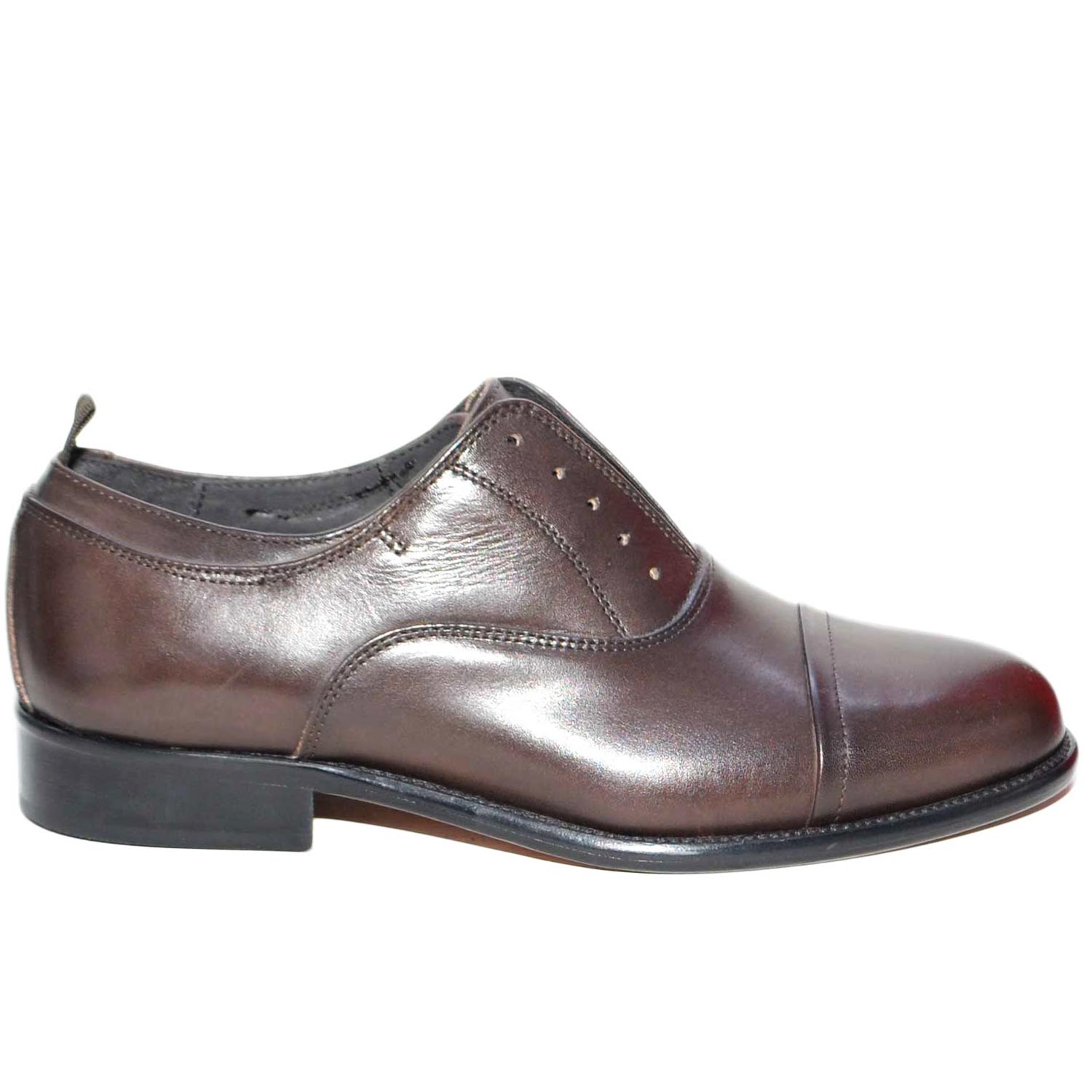 Scarpe uomo francesina stringata marrone vera pelle spazzolata art:b234  invernale made in italy elastico senza lacci uomo classiche Malu Shoes