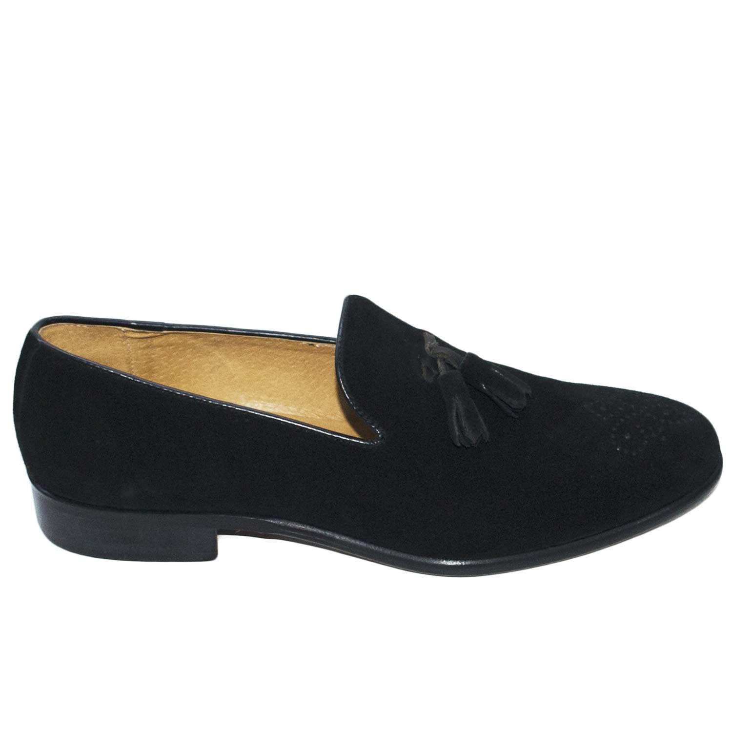 Scarpe uomo mocassino in camoscio nero fondo nero comfort genuine leather