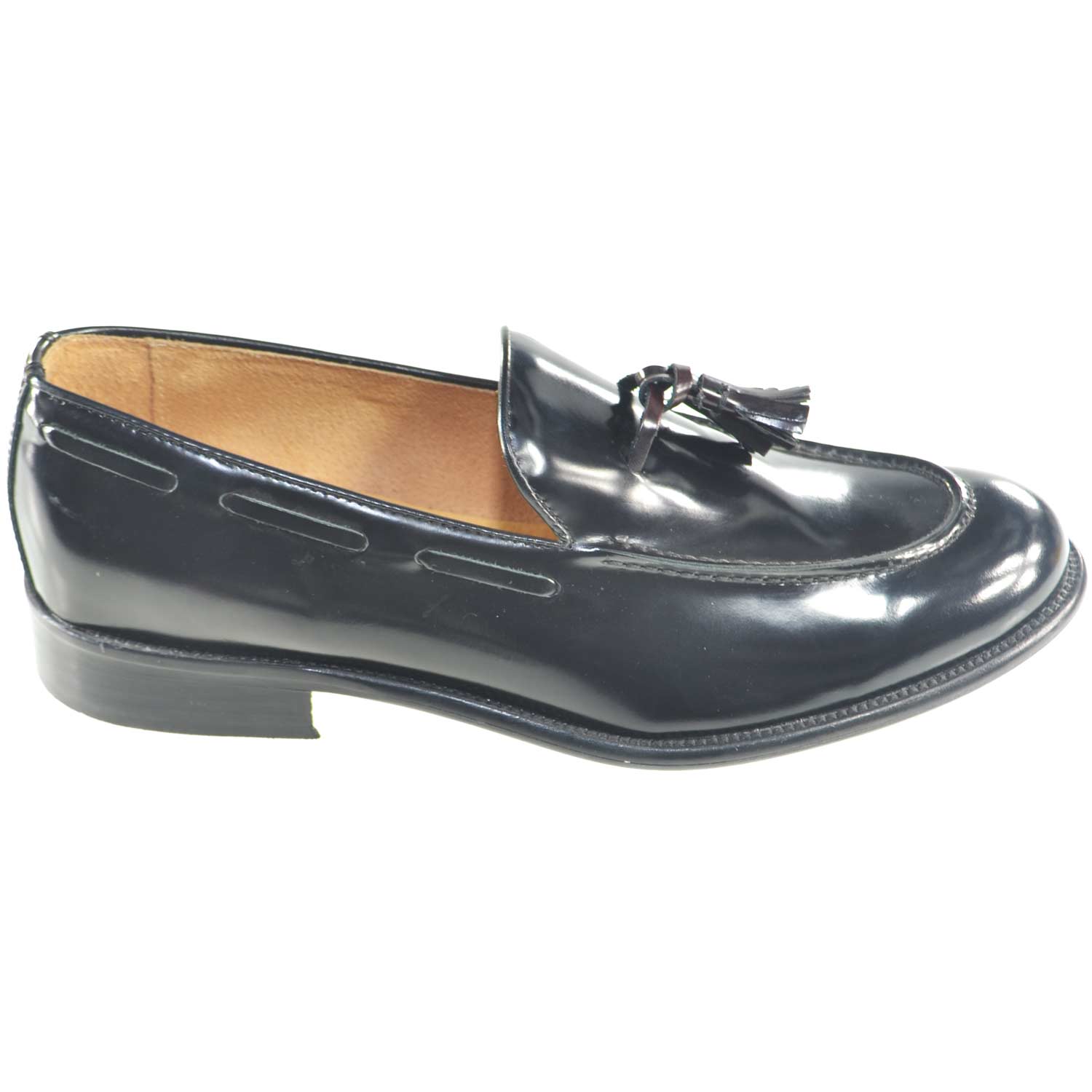 scarpe uomo mocassino moda maschile classico con campanelle bon bon vera pelle adatta per cerimonie eventi e il casual.