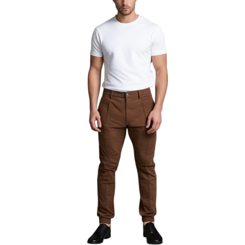 PANTALONI CHINO CROPPED ART 0999 CINIGLIA MARRONE DANDY STYLE COMODO.