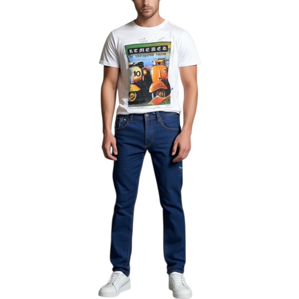 T-shirt uomo in jersey di cotone con stampa colore bianco.