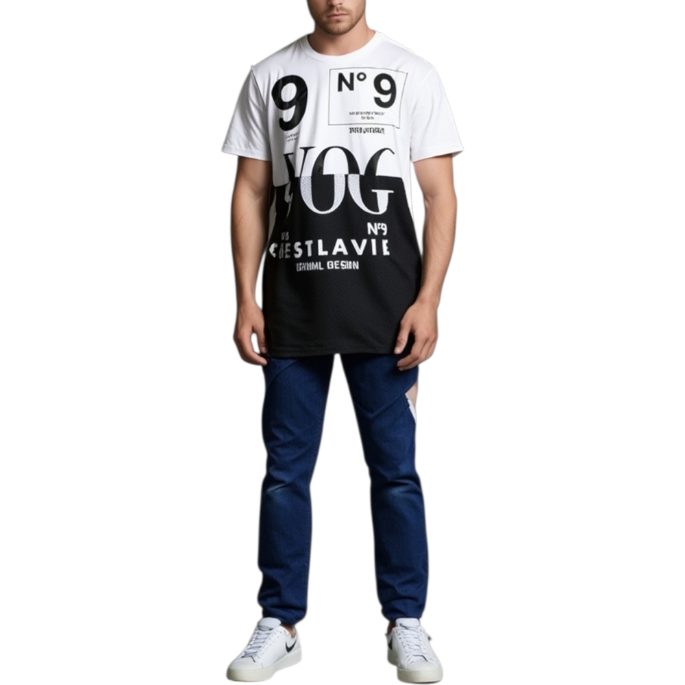T-Shirt uomo man VOG maglia a maniche corte in jersey di cotone con stampa moda giovanile