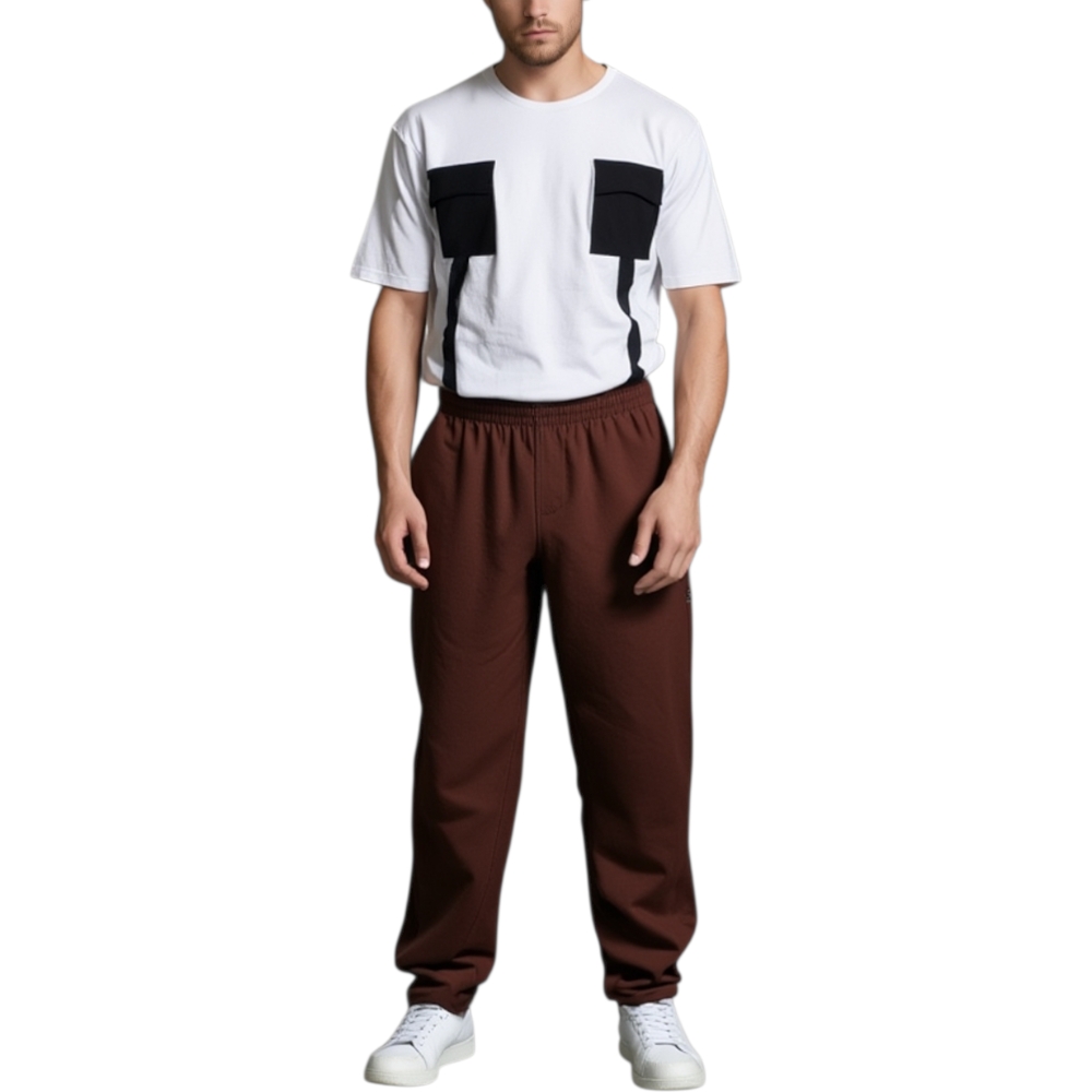 T- shirt basic uomo in cotone bianco slim fit girocollo con cucitura a coste nero e taschini made in italy